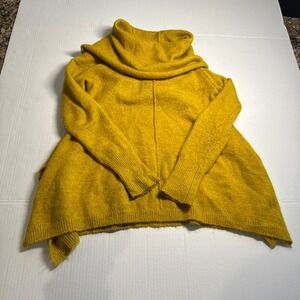 Wool Blend Yes Lola Women Mustard Yellow Cowl Neck Tunic Trendy Sweater XS